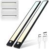 Brendz Luce per armadio con sensore di movimento, illuminazione per armadio, 2 x 40 cm, 3 temperature di colore, ricaricabile, dimmerabile, barra luminosa a LED senza fili, colore nero