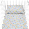 baby idea Babysanity Piumino Lettino Neonato Ricamato Completo Federa e Copripiumino e Lenzuolino con Angoli Sfoderabile Senza Paracolpi Lettino - Made in Italy- (Orsetto Azzurro)