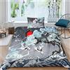 HOTGE Stile giapponese Copripiumino 3D Completo Stampa Matrimoniale Ukiyo-e 3D Set Biancheria Da Letto 3 Pz Microfibra Ipoallergenico Per Ragazzi Ragazze Adulti Single（135x200cm）