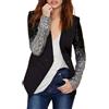 SUIBOZ Giacca blazer da donna con paillettes luccicanti a maniche lunghe, aderente, con risvolto frontale aperto, giacca da ufficio casual per feste, a nero, 34