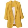Hgvcfcv Giacca da donna in tessuto di cotone tinta unita cappotto oversize allentato nuovo primavera estate giacche blazer per le donne, Giallo, S