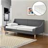 [en.casa] Divano a 2-3 Posti di Seduta Letto Singolo con Materasso 90 x 200 cm con Schienale e Braccioli Sofa con Rivestimento in Tessuto - Grigio Scuro