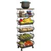 Baotkere Cestini di filo metallico con ruote, scaffale dell'organizzatore della cucina 6 Tier impilabili contenitori di stoccaggio frutta