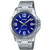 Casio MTP-V300D-2A – Orologio Uomo Al Quarzo, Cassa In Ottone, Cinturino Acciaio Grigio, Quadrante Blu