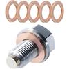 Bogoro Tappo Scarico Olio Magnetico Acciaio inox con 5 Rondelle Rame, Tappo Coppa Olio Auto Moto, Magnete Neodimio Protezione Motore (M14X1.5)