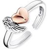 Engelsrufer Damen Ring aus Sterling Silber mit Flügel und Herz - größenverstellbar - nickelfrei