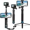 TELESIN 6 in 1 in lega di alluminio estensibile a mano Monopiede Selfie Stick per GoPro HERO 11 10 9 8 7 DJI Osmo 360 Action insta360 X3,Smartphone