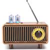 COLSUR Radio Vintage Legno, Radio Portatile con Altoparlante Bluetooth, Radio FM in Stile Retrò, Radiolina Ricaricabile, Altoparlante per Bassi di Alta Qualità