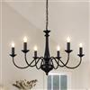 QAREHL Lampadario Sospensione 6 Luci Nero Industrial Rustico, Lampada Vintage per Soggiorno Cameretta Cucina Sala da Pranzo, E14