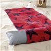 Delindo Lifestyle - Telo mare in spugna con cuscino, rosso, 100% cotone, con cuscino, misura 80 x 180 cm