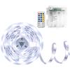 DBFAIRY Striscia LED a batteria, 5 m, 150 LED con batteria, impermeabile, con telecomando, timer per camera da letto, decorazione della casa (bianco)