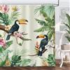 Bonhause Tenda Doccia Tropicale Tucano Pappagallo Foglie Palma Verdi Tende per Doccia in Poliestere Impermeabile Antimuffa Lavabile Tende Bagno 180 x 180 cm con 12 Ganci