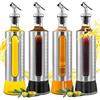 Catime 4 Pezzi Bottiglia di Olio Vetro, Oliera Salvagoccia 500ml, Dispenser per Olio di Oliva, Set olio e Aceto con dosatore per Cucina, Barbecue, insalate, Trasparente (4pcs)