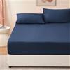 RUIKASI Lenzuolo con Angoli Una Piazza e Mezza Francese - Oeko Tex Lenzuola Sotto con Angoli ed Elastico per Letto in Microfibra, 140x190 Blu Navy