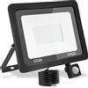 treoir Faretto con Sensore di Movimento 50W,5000LM Faretto LED da Esterno,3500K Faretti Led Esterno IP66 Impermeabile Faro LED per Cortile,Campo da Basket,Giardino(Bianco caldo,50W)