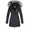 Geographical Norway - Giacca invernale da donna Coracle/Coraly XL con cappuccio in pelliccia Nero II L