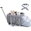 MR.BLACAT Trasportino Doppio per 2 Gatti con Ruote e Telaio Rimovibile - Design 2 Scomparti, Grande Trolley per 2 Gatti - Ideale Viaggi, Veterinario & Campeggio (55x44x33cm)