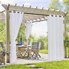 PONY DANCE Tende Balcone Semitrasparenti Tenda Gazebo Idrorepellente Tenda da Sole per Esterno con Anelli Tenda da Esterno Impermeabile 2 Pezzi 137x274 CM, Bianche