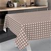 ANRO Tovaglia cerata, lavabile, da giardino, per interni ed esterni, 200 x 140 cm, bordo tagliato, a quadri, beige