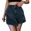 Generic 2023 Summer Women's Casual Gonna a Vita Alta con Bottoni Mini Gonna in Denim con Tasca Gonna Carnevale Maglia Gonna (Black, S)