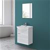 Inbagno Mobile Bagno sospeso 55 cm Grigio, Design salvaspazio con 1 Anta, arredo Bagno Completo di lavabo e Specchio