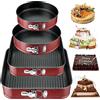 FAMKEEP Tortiera Rimovibile,Teglia da Forno Rotonda 4 Pezzi Stampi per Dolci, Quadrate, Springform (16/20/22/26cm) Rivestimento Antiaderente Cake Pan Ideali per cheesecakes