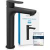 Bächlein Rubinetto alto per bagno dal design classico, miscelatore monocomando extra alto per lavabo con kit di montaggio, rubinetto da bagno nero opaco - classico alto