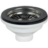 Schläfer 439727 | Piletta di Scarico per Lavabo Bagno Tipo Basket in PVD Nero, Senza Troppo Pieno, con Attacco da 11/2 e Foro da Ø 90mm, Pilettone Ø 114mm, Piletta con Vite e Cestello