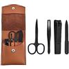 ENLACE Set per manicure, 4 pezzi, forbici per unghie, clip per sopracciglia, forbici cosmetiche e lima per unghie, set per la cura delle unghie in pelle, per piedi o unghie, per uomo e donna