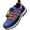 UOVO Scarpe da Trekking Bambino Idrorepellenti Scarpe da Escursionismo Antiscivolo e Traspiranti per Bambini Scarpe Sportive Outdoor Blu e Arancione Taglie 37