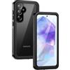 Lanhiem Cover Galaxy A55 5G Impermeabile [IP68 Waterproof e 360 Gradi Protezione] Custodia Subacquea Antiurto Resistente Rugged con Protezione dello Schermo per A55,Nero