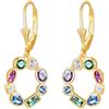 E Orecchini da Donna in Argento Sterling 925, Orecchini Pendenti a Monachella con Zirconi Colorati AAA Placcati in oro 14 Carati