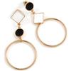 Avalaya Orecchini pendenti asimmetrici a cerchio nero/bianco smaltato/metallo tono oro/altezza 60 mm, Metallo, AD1E0360653