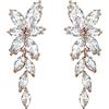 EVER FAITH Orecchini da sposa in zirconia cubica, orecchini di classe con cristalli sposa, pendenti per il ballo, fondo oro rosa trasparente