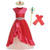 Lito Angels Children's Apparel Lito Angels Principessa Reale Costume Vestito Abito da Festa di Compleanno con Accessori per Bambina Taglia 5-6 anni, Rosso (Etichetta in Tessuto 0S)