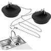 Bkemkri 2 bondes, con catena a sfere in acciaio inox, tappo per vasca da bagno da 4 cm, con catena da 40 cm, tappo per lavabo, per lavello da cucina (nero + catena)
