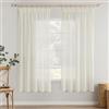 MIULEE Tende Trasparenti Tende per Interni con Nastro Arricciato 2 Pannelli per Finestre Camera da letto Soggiorno Casa Moderna 140X160 CM Bianco Latte