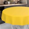 ANRO Tovaglia cerata, lavabile, da giardino, per interni ed esterni, rotonda, 140 cm, con bordo tagliato, colore giallo