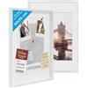 PHOTOLINI 3D cornici 50x70 cm bianco, cornice profonda con vetro e passe-partout, set di 2 cornici per oggetti fino a 1,5 cm di profondità, legno MDF - perfetta per il fai da te e come regalo