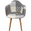 HOME DECO FACTORY Set di 2 poltrone Patchwork Grigio 85 x 59 x 64 cm, Faggio, Multicolore, Taglia Unica, 2 unità