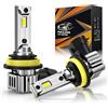 Pulilang H11 H9 H8 LED Lampadina Per Fari Automobilistici, 18000Lm 80W 6500K Sostituzione Per Kit Alogeni e Xenon, 2 Lampadine