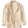 Generic Blazer da uomo in cotone e lino, slim fit, tinta unita, vestibilità ampia, giacca doppiopetto, blazer bianco da uomo primavera estate slim fit casual business blazer sottile, cachi, XXXXL