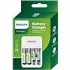 PHILIPS Caricabatterie - USB - Batterie Ricaricabili - Incl. Batterie AA e AAA - Universale - Caricabatterie Ricaricabile