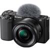 Sony Fotocamera digitale Sony α ZV-E10 + 16-50mm Zoom MILC 24,2 MP CMOS 6000 x 4000 Pixel Nero [ZVE10LBDI.EU]