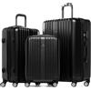 FERGÉ Set di 3 valigie viaggio espandibile TOULOUSE - bagaglio rigido dure + 5 cm 3 pezzi valigetta 4 ruote nero