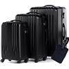 FERGÉ set di 3 valigie viaggio Marseille - bagaglio rigido dure leggera 3 pezzi valigetta 4 ruote nero