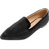 Feversole Women's Loafer Flat Pointed, Mocassini da Donna alla Moda con Punta Piatta e comode Scarpe da Ufficio da Guida Velvet Nero 36 EU