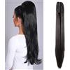SEGO Coda di cavallo Estensione sintetica - coda di cavallo finte - ponytail estensione legata a pinza - 53 cm, nero normale