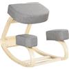 Vinsetto Sedia Ergonomica Posturale in Legno di Betulla e Cuscino in Gommapiuma e Poliestere, 51x69x58cm, Grigia|Aosom