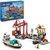 LEGO City Porto e Nave Merci, Giochi di Ruolo per Bambini e Bambine da 8 Anni con Barca Giocattolo, Gru Portuale Funzionante, Moto d'Acqua e 8 Minifigure, Idea Regalo Creative di Compleanno 60422